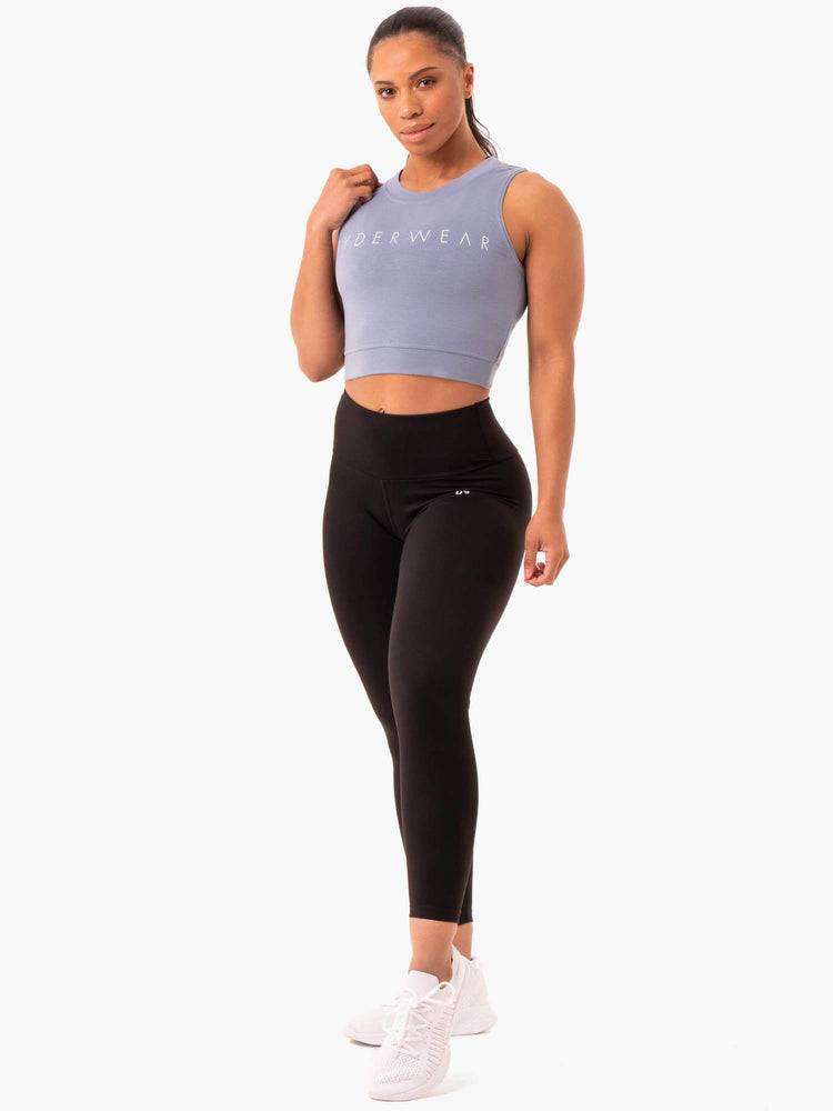 Ryderwear Women Tanks Motion Crop Top Women's Tanks Steel Grey | CA1199YU