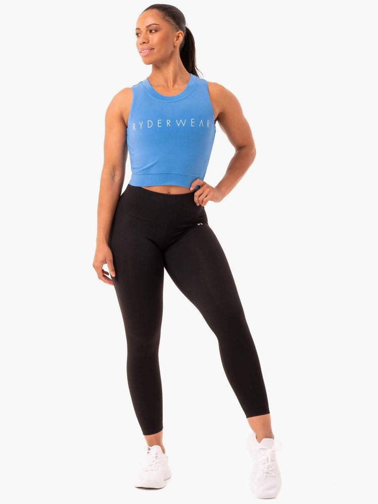 Ryderwear Women Tanks Motion Crop Top Women's Tanks Blue | CA1206DN