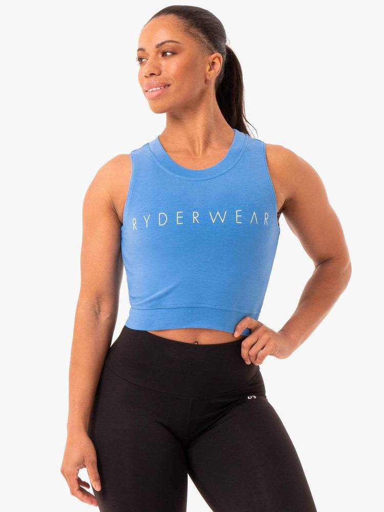 Ryderwear Women Tanks Motion Crop Top Women\'s Tanks Blue | CA1206DN