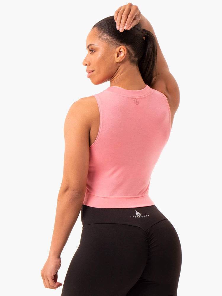 Ryderwear Women Tanks Motion Crop Top Women's Tanks Rose Pink | CA1209HK