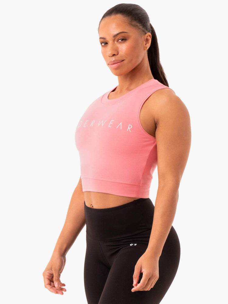 Ryderwear Women Tanks Motion Crop Top Women's Tanks Rose Pink | CA1209HK