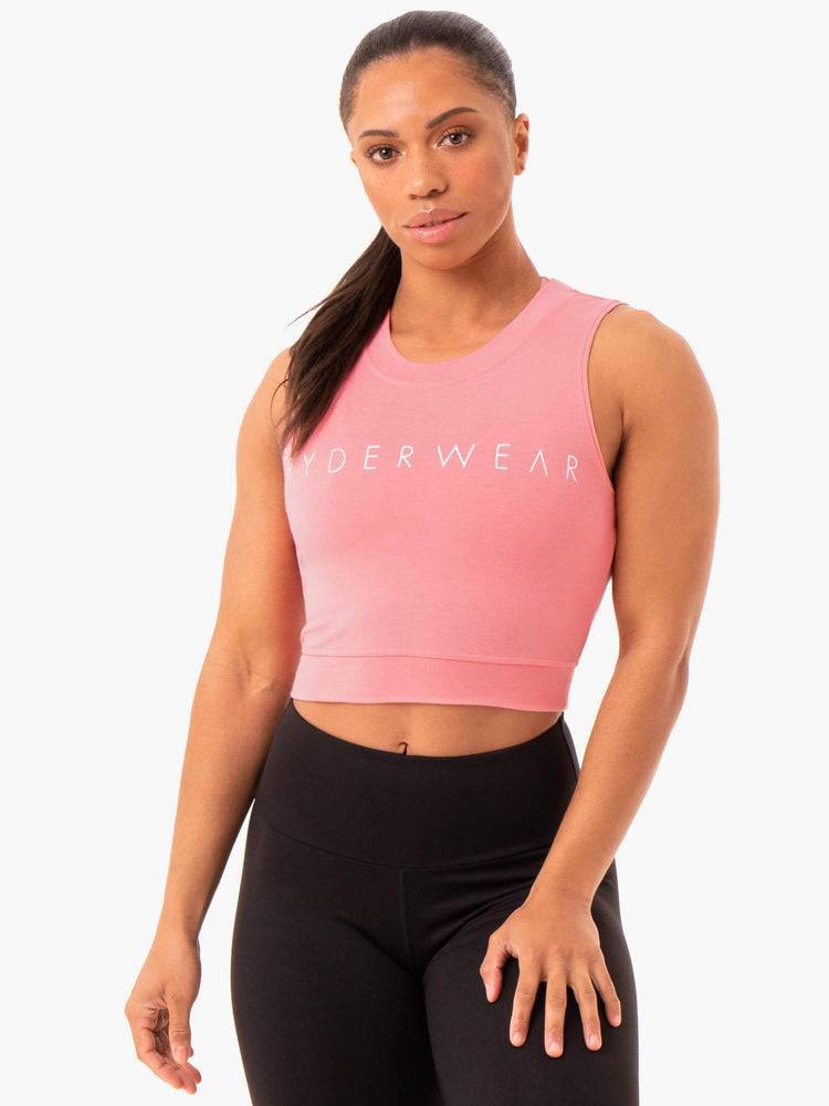 Ryderwear Women Tanks Motion Crop Top Women\'s Tanks Rose Pink | CA1209HK