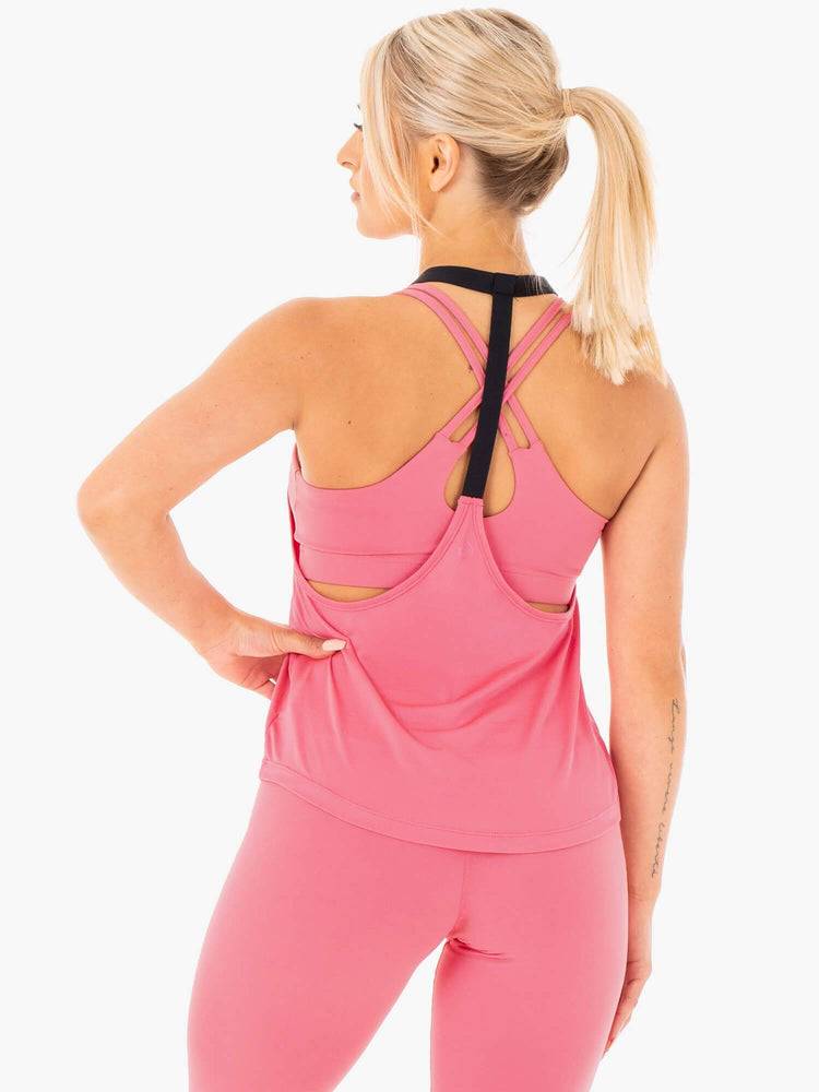 Ryderwear Women Tanks Motion Slinky T-Back Women's Tanks Pink Lemonade | CA1142QZ