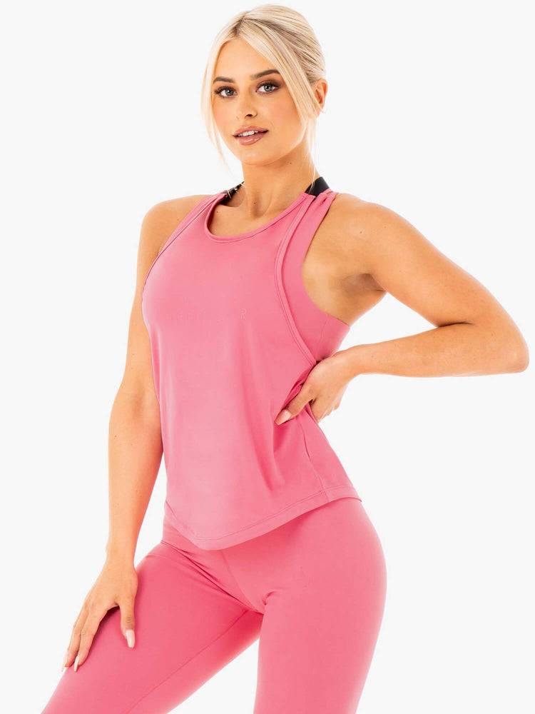 Ryderwear Women Tanks Motion Slinky T-Back Women's Tanks Pink Lemonade | CA1142QZ