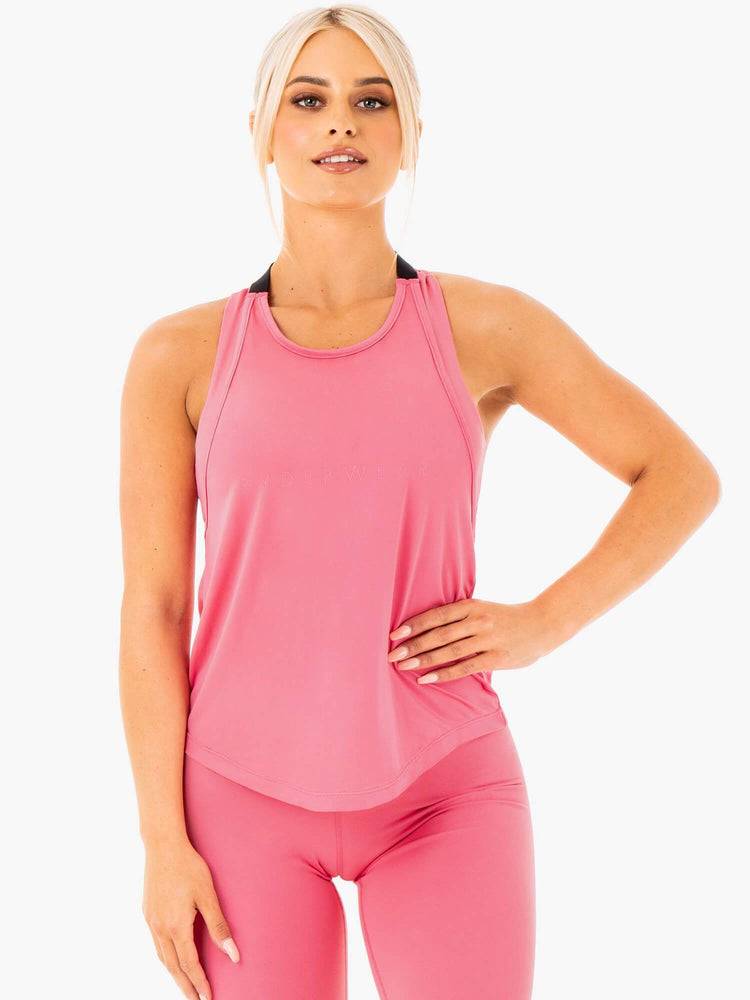 Ryderwear Women Tanks Motion Slinky T-Back Women's Tanks Pink Lemonade | CA1142QZ