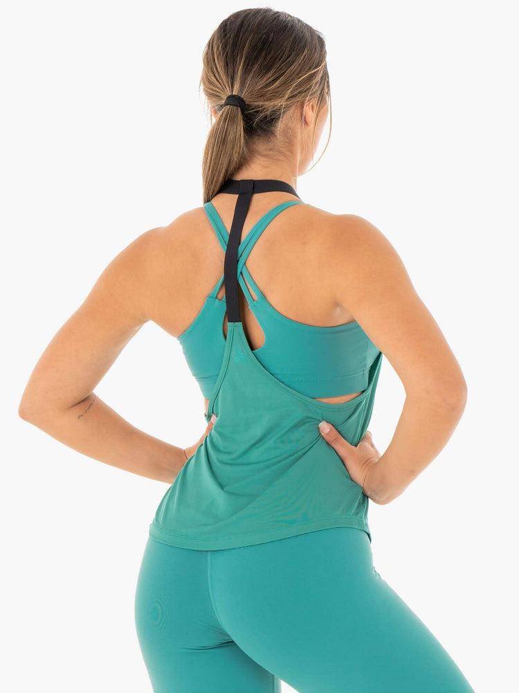 Ryderwear Women Tanks Motion Slinky T-Back Women's Tanks Teal | CA1143WY