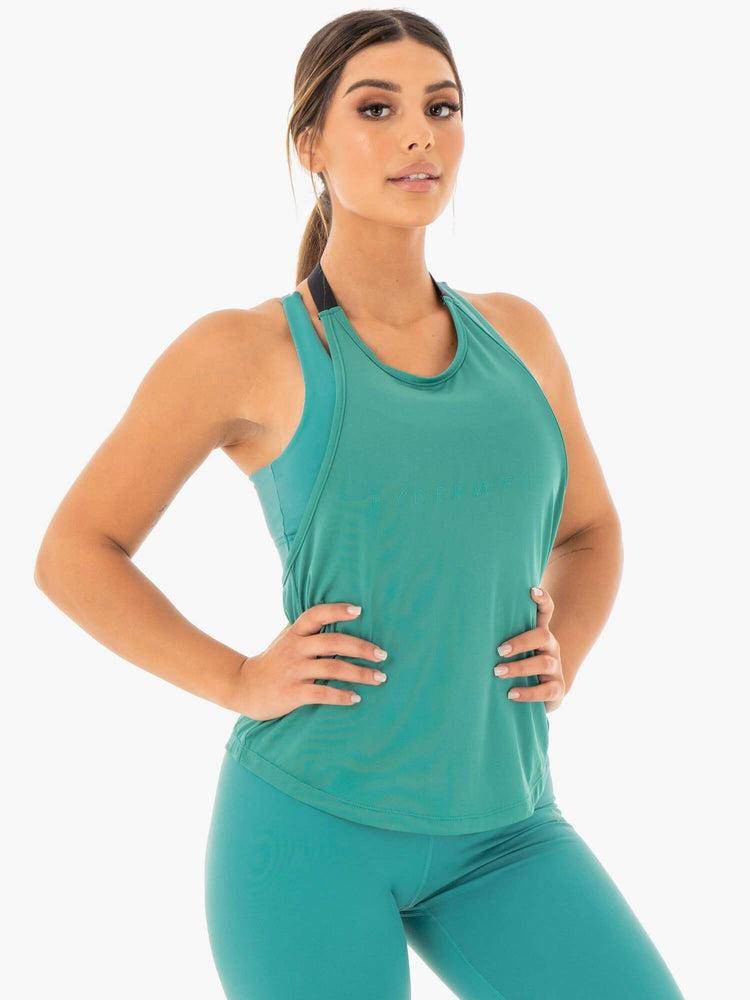 Ryderwear Women Tanks Motion Slinky T-Back Women's Tanks Teal | CA1143WY