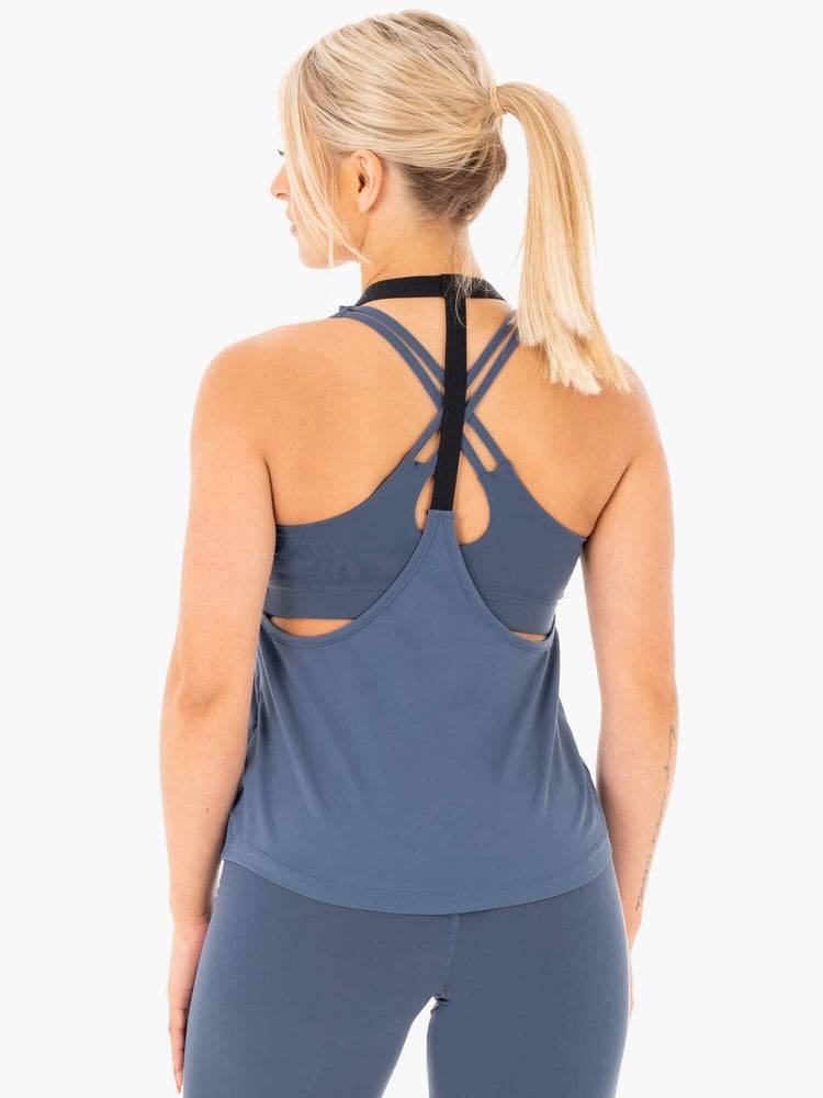 Ryderwear Women Tanks Motion Slinky T-Back Women's Tanks Steel Blue | CA1155FM