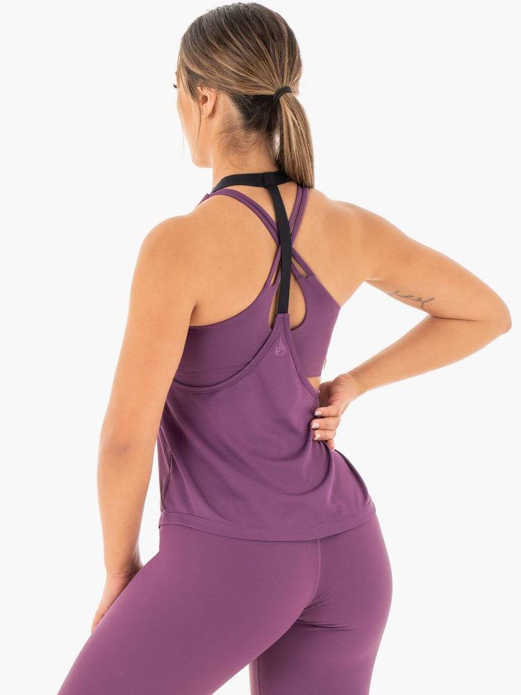 Ryderwear Women Tanks Motion Slinky T-Back Women's Tanks Purple | CA1164VD