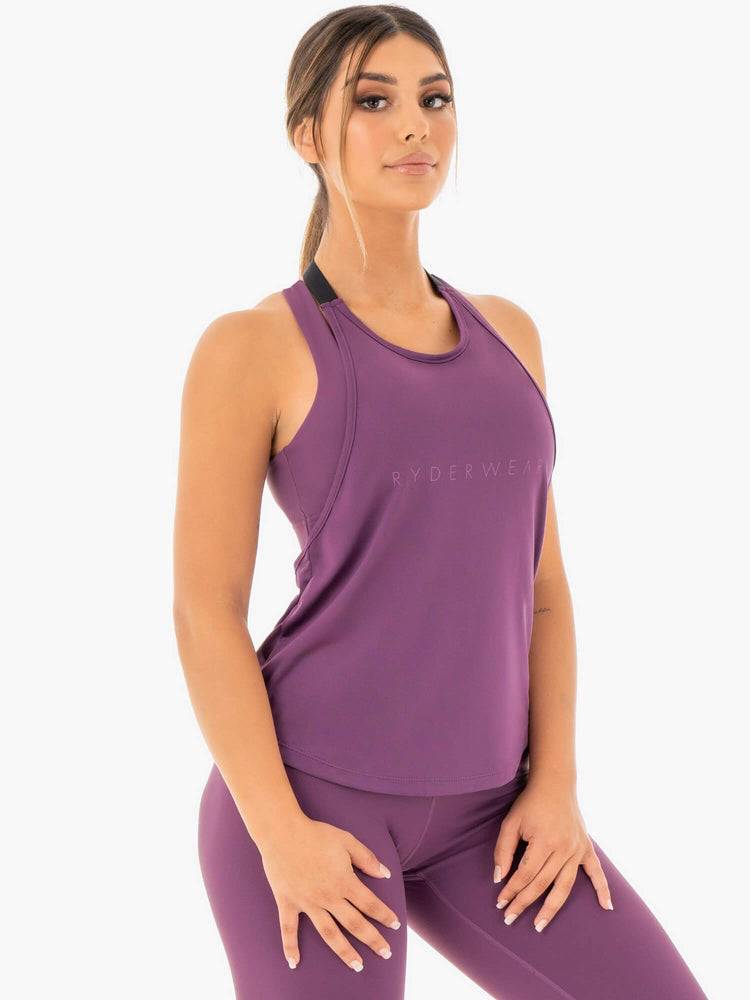 Ryderwear Women Tanks Motion Slinky T-Back Women's Tanks Purple | CA1164VD