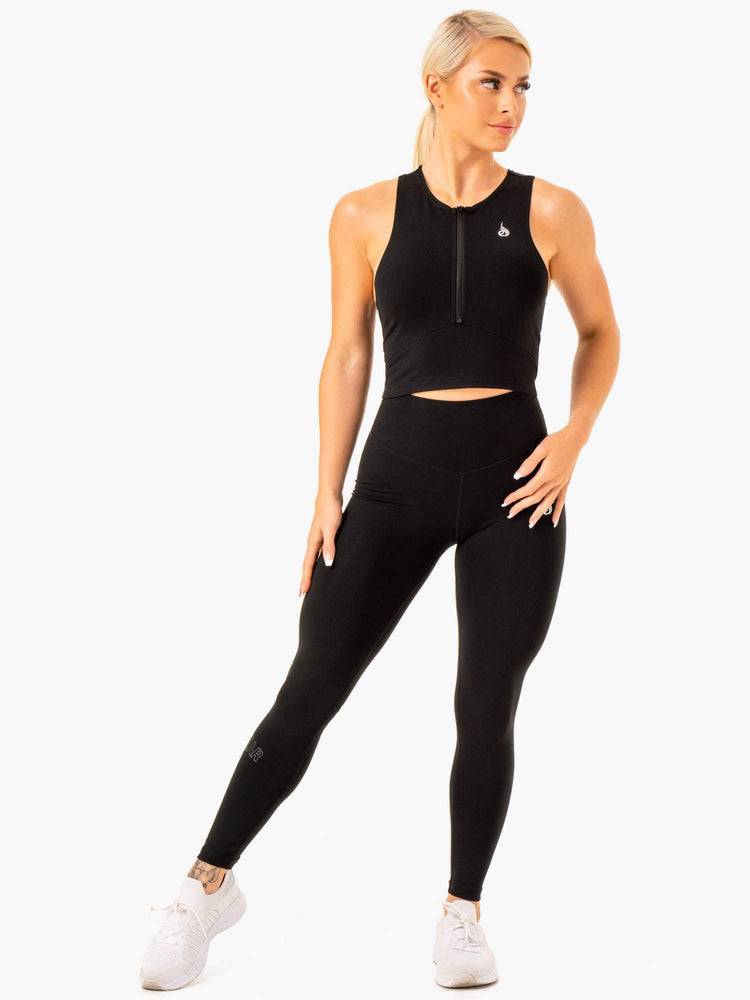 Ryderwear Women Tanks Reflex Zip Up Women's Tanks Black | CA1163CE