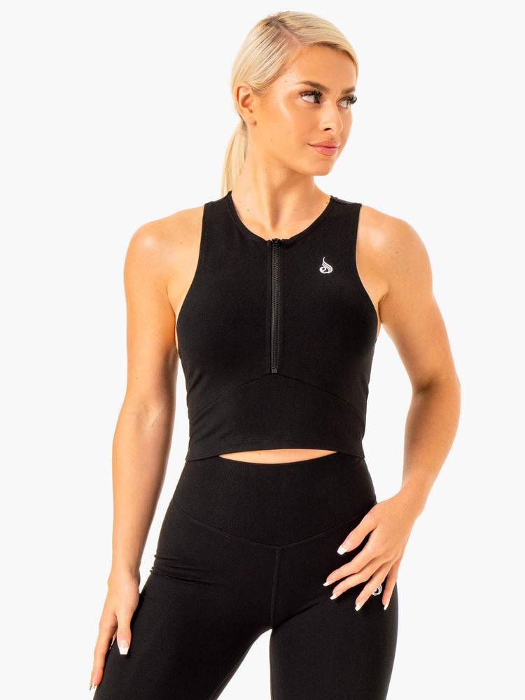 Ryderwear Women Tanks Reflex Zip Up Women\'s Tanks Black | CA1163CE