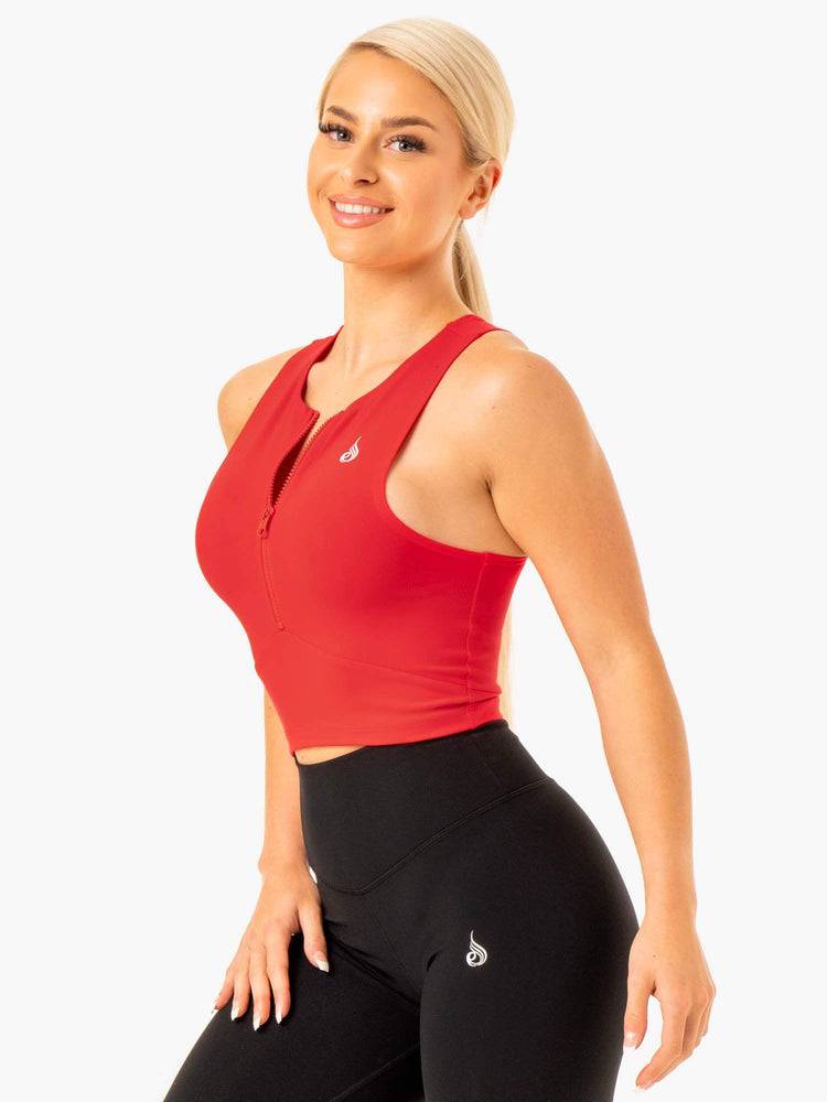 Ryderwear Women Tanks Reflex Zip Up Women's Tanks Red | CA1247WY