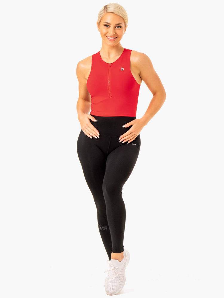 Ryderwear Women Tanks Reflex Zip Up Women's Tanks Red | CA1247WY