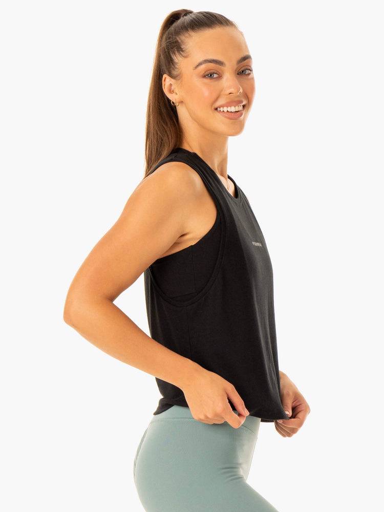 Ryderwear Women Tanks Revival Cotton Women's Tanks Black | CA1255PQ