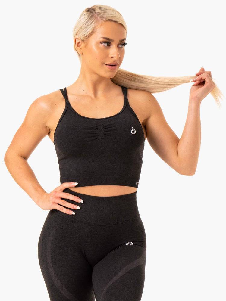 Ryderwear Women Tanks Sculpt Seamless Women's Tanks Black Marl | CA1129FM