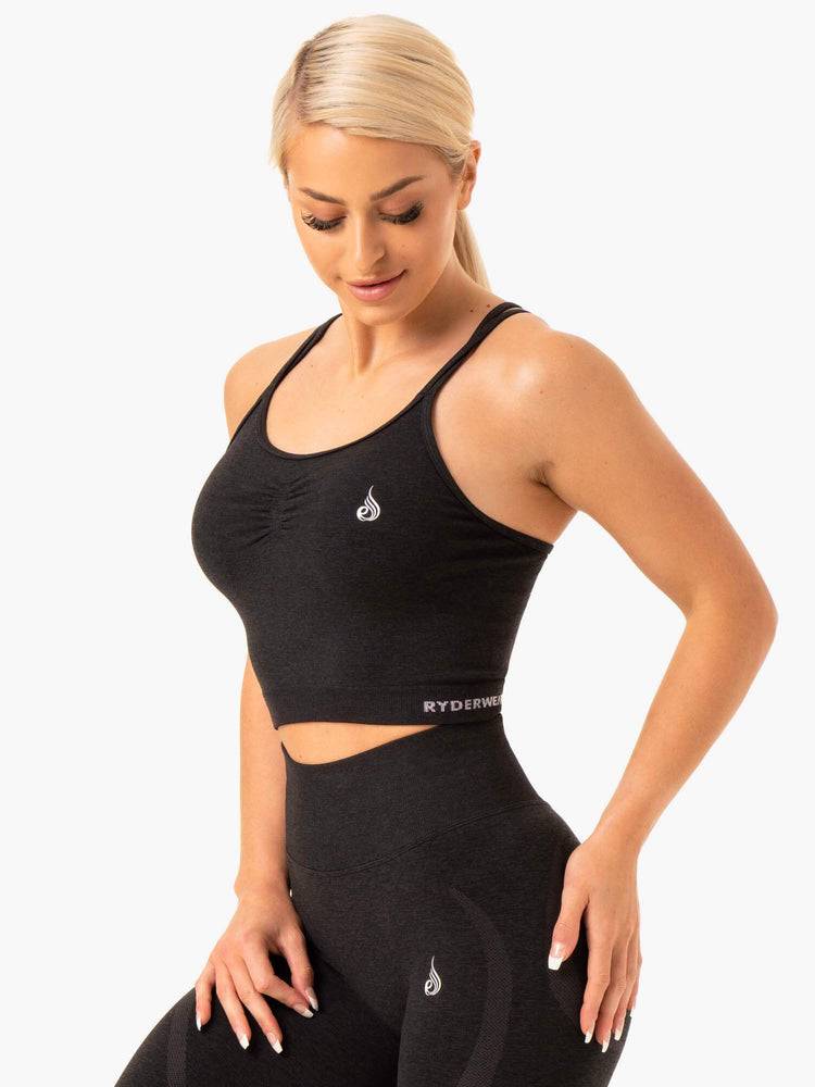 Ryderwear Women Tanks Sculpt Seamless Women\'s Tanks Black Marl | CA1129FM