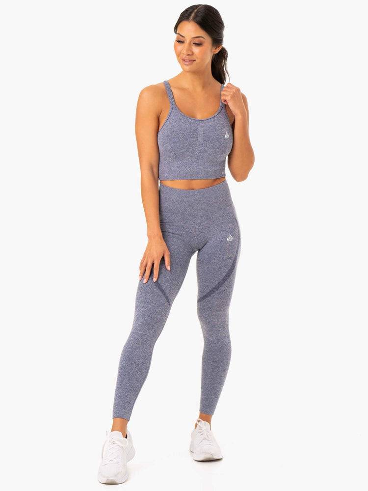 Ryderwear Women Tanks Sculpt Seamless Women's Tanks Navy Marl | CA1167MA