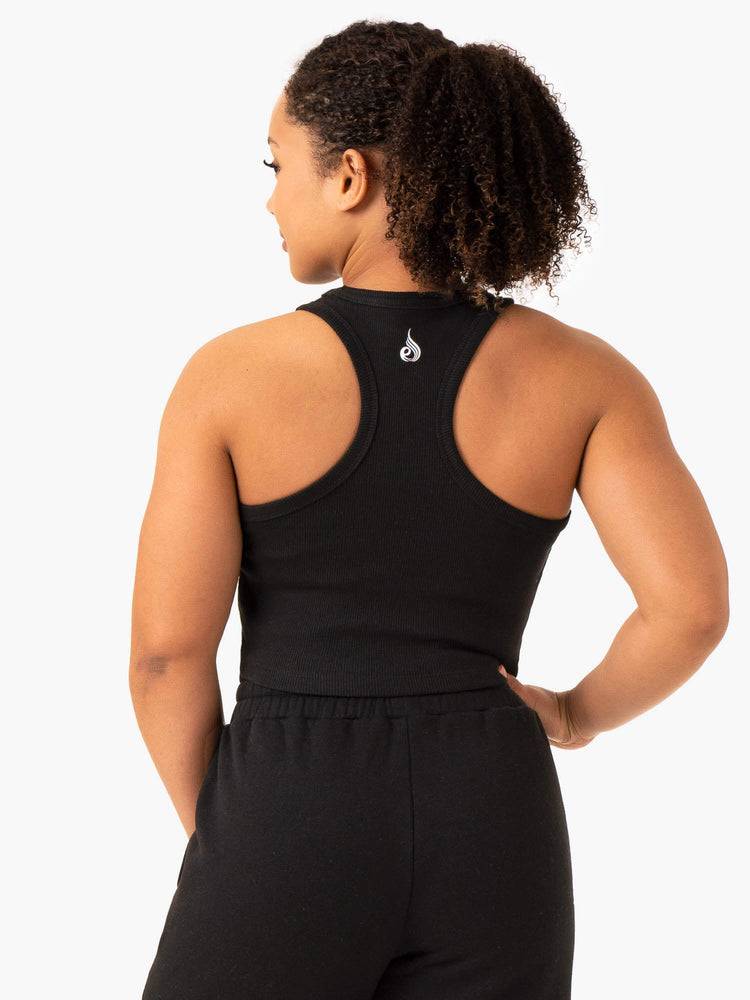 Ryderwear Women Tanks Sideline Rib Crop Women's Tanks Black | CA1306OR