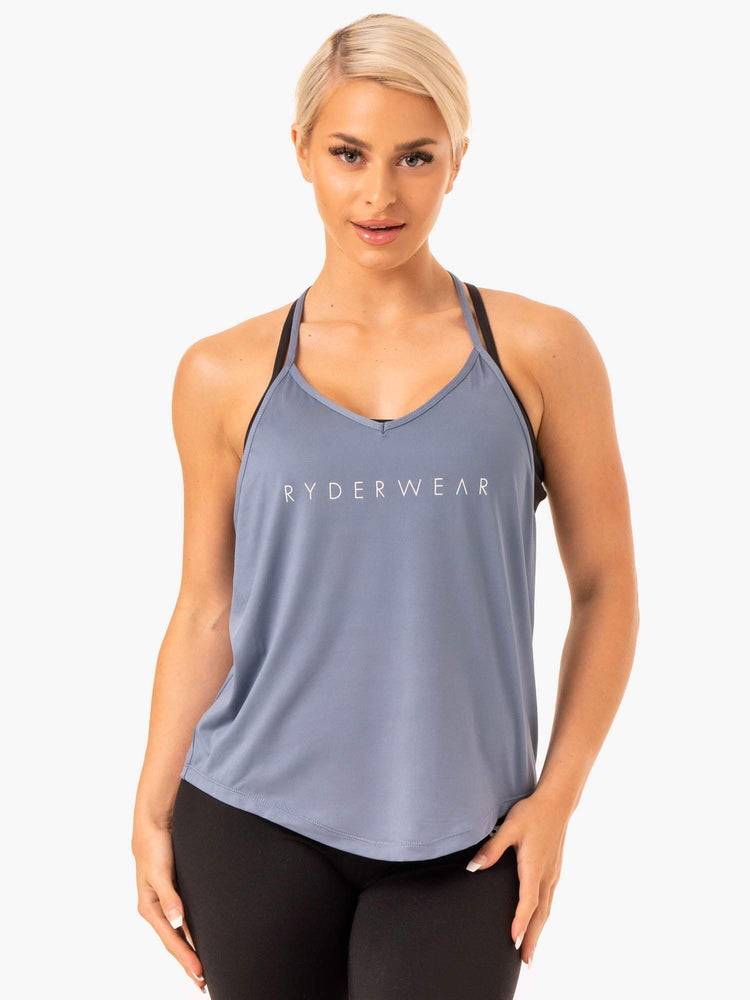 Ryderwear Women Tanks Staples Slinky T-Back Women's Tanks Steel Grey | CA1189CE