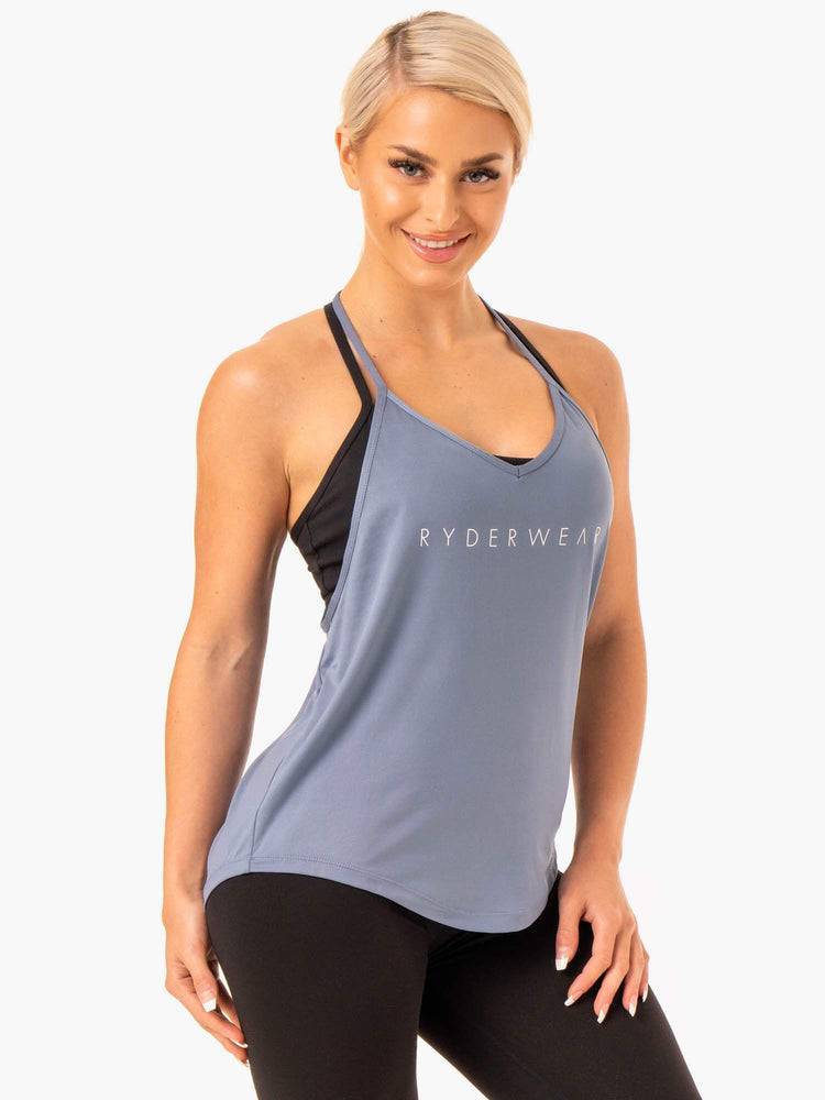 Ryderwear Women Tanks Staples Slinky T-Back Women's Tanks Steel Grey | CA1189CE