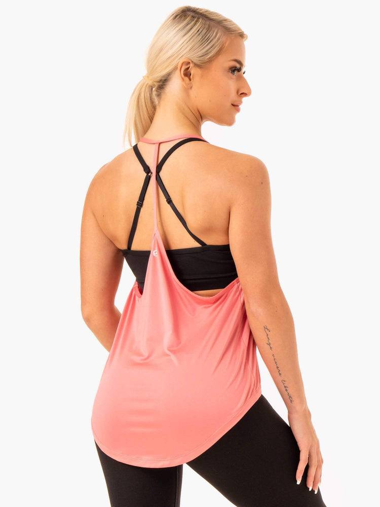 Ryderwear Women Tanks Staples Slinky T-Back Women's Tanks Rose Pink | CA1208GL