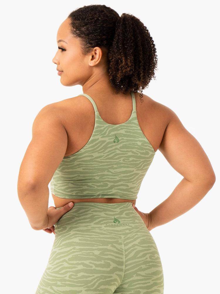 Ryderwear Women Tanks Transform Reversible Sports Crop Women's Tanks Jade Green Zebra | CA1263KI