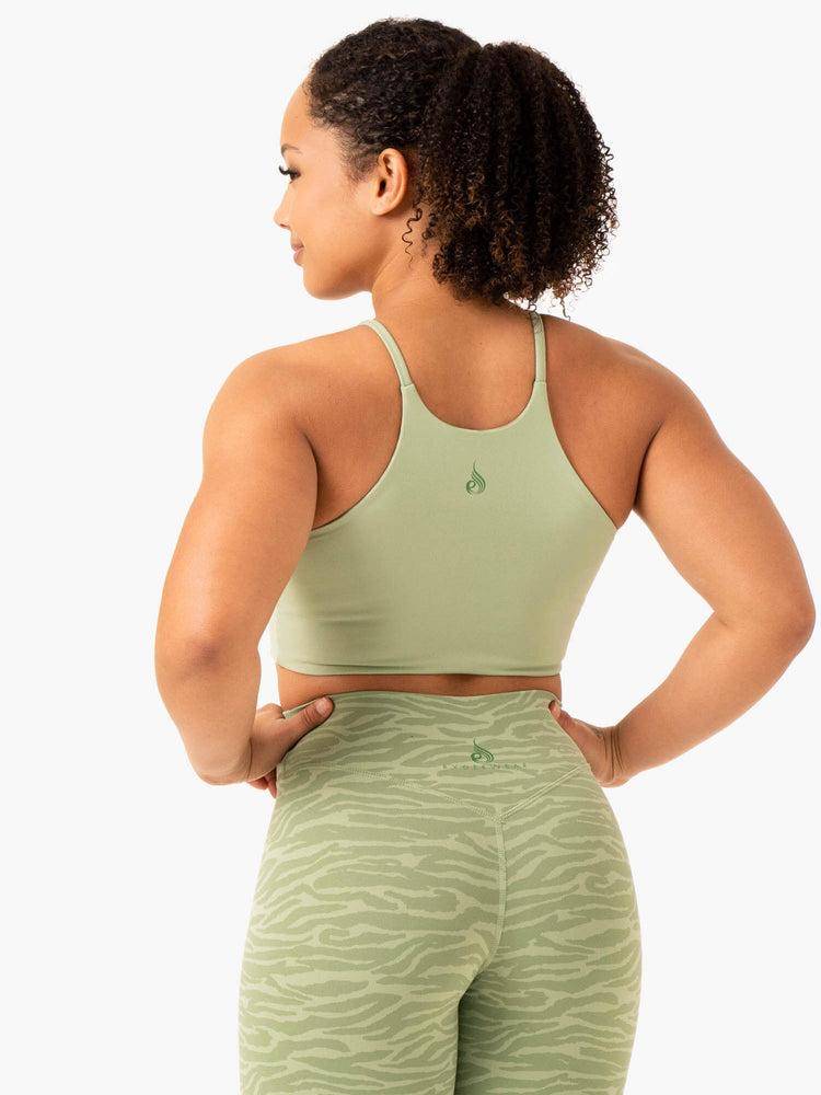 Ryderwear Women Tanks Transform Reversible Sports Crop Women's Tanks Jade Green Zebra | CA1263KI