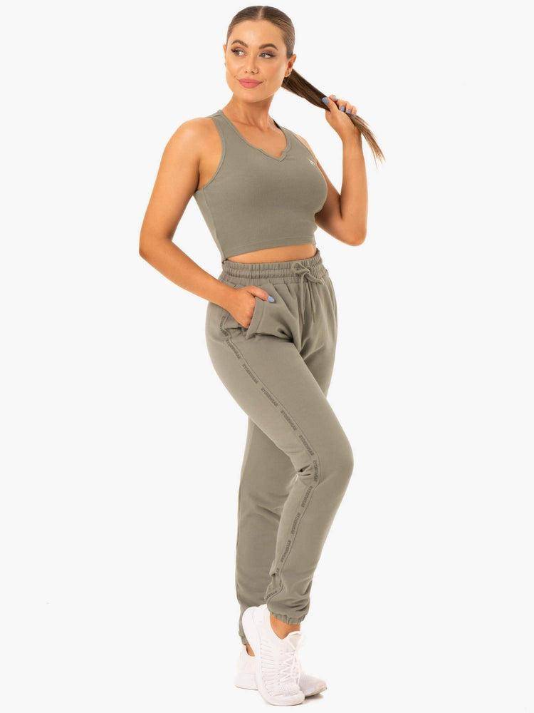 Ryderwear Women Track Pants Base High Waisted Women's Track Pants Khaki | CA1098OR