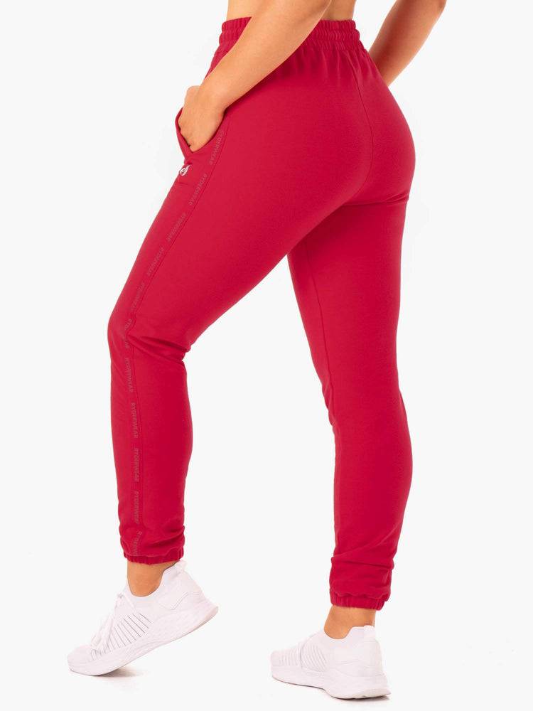 Ryderwear Women Track Pants Base High Waisted Women's Track Pants Cherry Red | CA1102DN