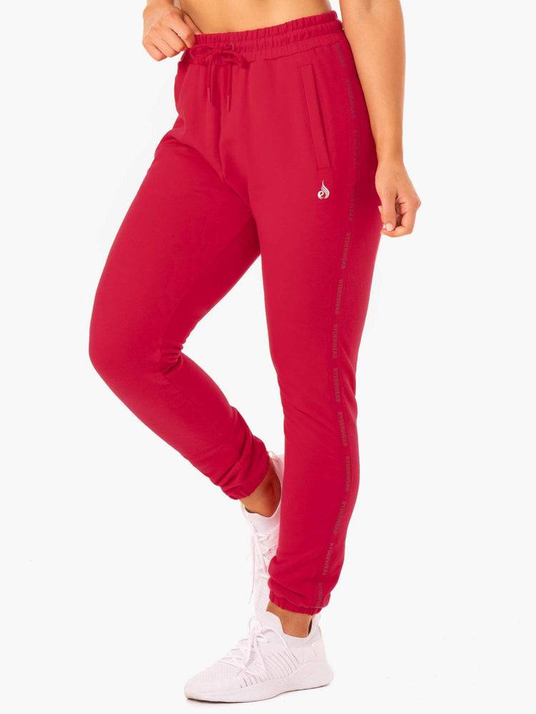 Ryderwear Women Track Pants Base High Waisted Women's Track Pants Cherry Red | CA1102DN