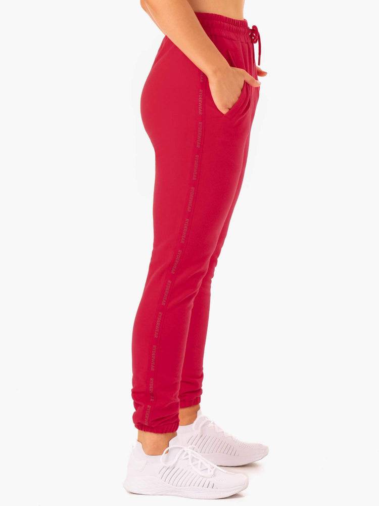 Ryderwear Women Track Pants Base High Waisted Women's Track Pants Cherry Red | CA1102DN