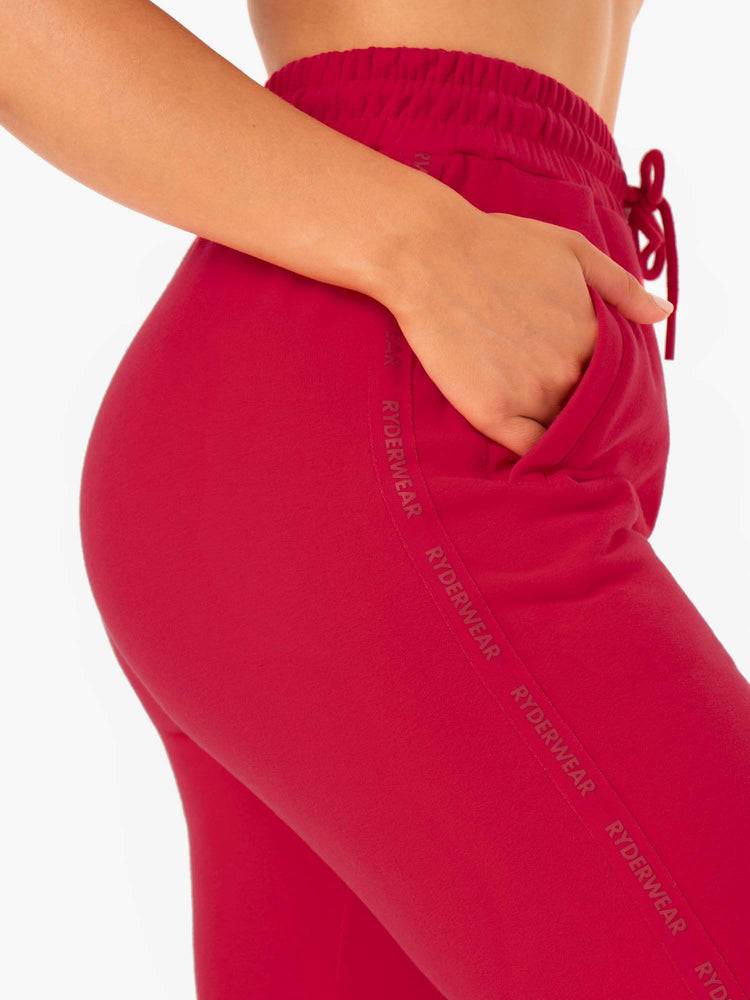 Ryderwear Women Track Pants Base High Waisted Women's Track Pants Cherry Red | CA1102DN