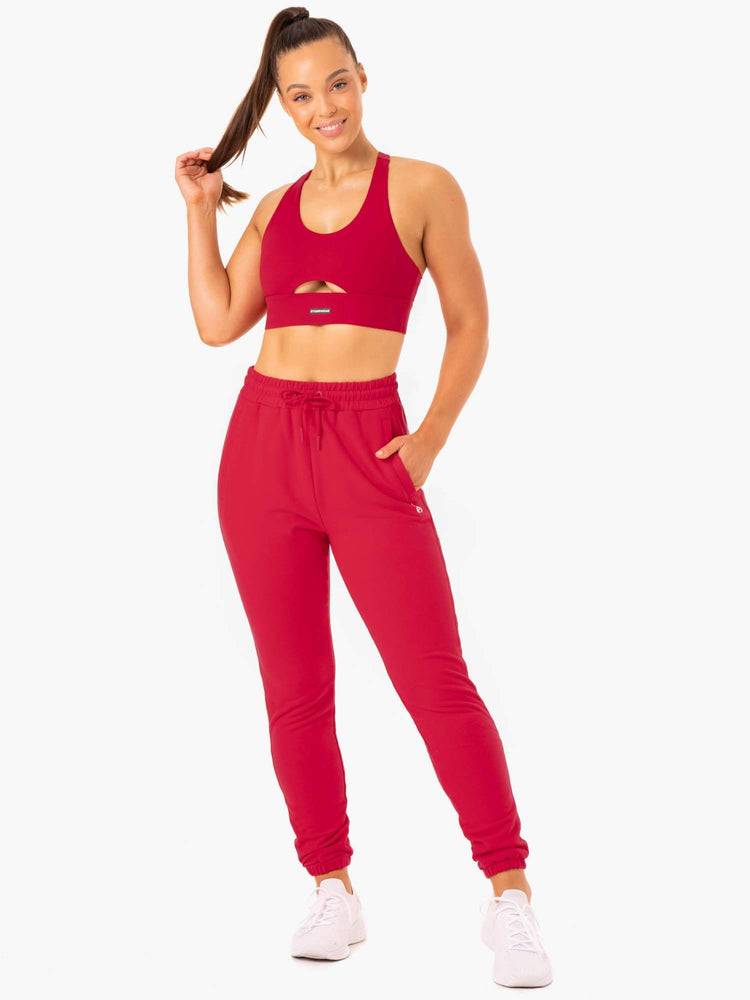 Ryderwear Women Track Pants Base High Waisted Women's Track Pants Cherry Red | CA1102DN