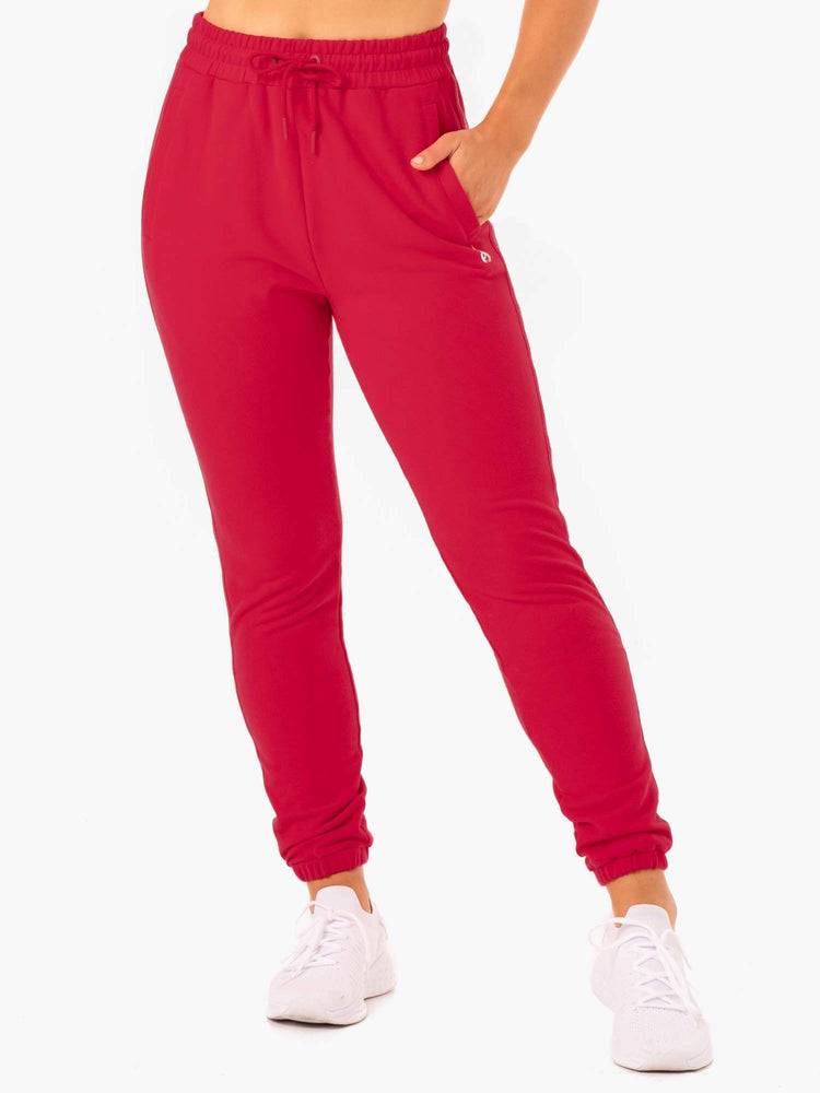 Ryderwear Women Track Pants Base High Waisted Women\'s Track Pants Cherry Red | CA1102DN