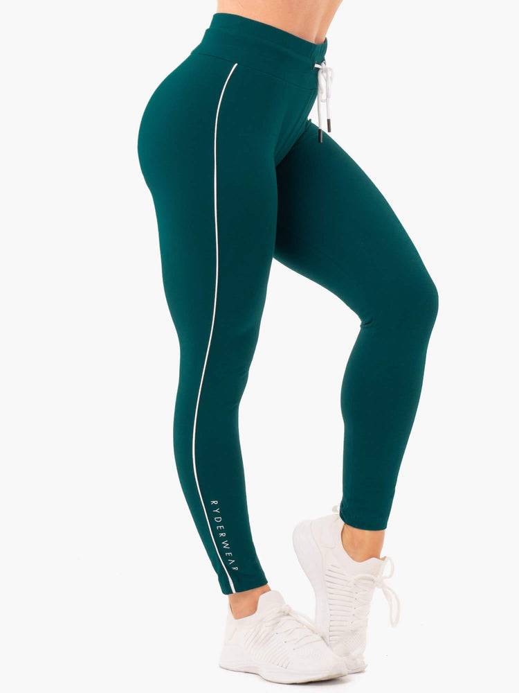 Ryderwear Women Track Pants High Waisted Leggings Women's Track Pants Emerald Green | CA1120TV