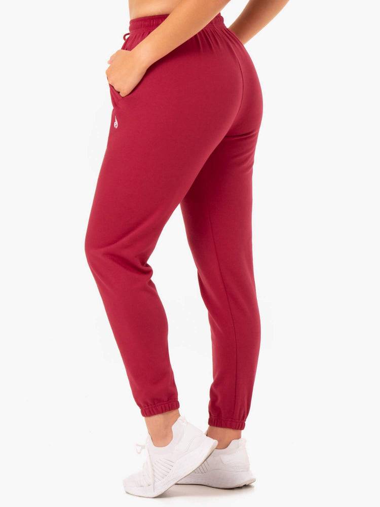 Ryderwear Women Track Pants Off-Duty Fleece Women's Track Pants Burgundy | CA1093RW