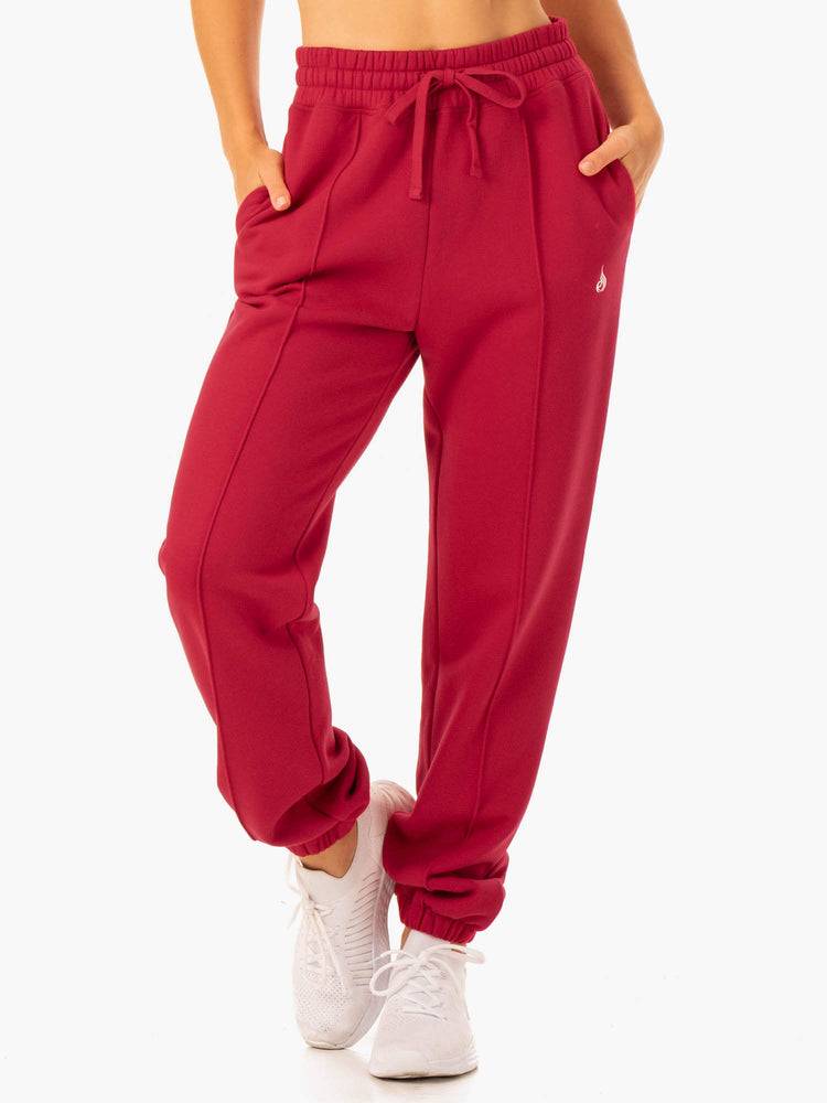 Ryderwear Women Track Pants Revival High Waisted Women\'s Track Pants Red | CA1080JJ