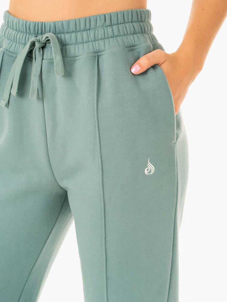 Ryderwear Women Track Pants Revival High Waisted Women's Track Pants Sage Green | CA1081KI