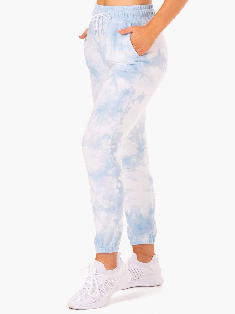 Ryderwear Women Track Pants Tie Dye High Waisted Women's Track Pants Sky Blue Tie Dye | CA1095YU