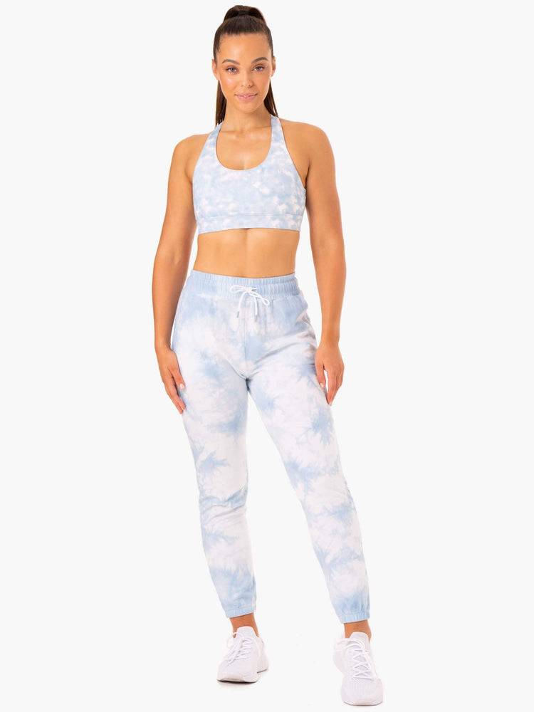 Ryderwear Women Track Pants Tie Dye High Waisted Women's Track Pants Sky Blue Tie Dye | CA1095YU