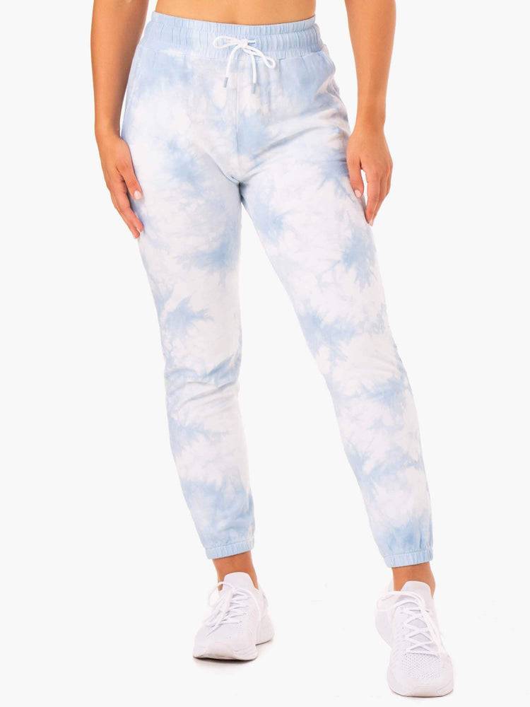 Ryderwear Women Track Pants Tie Dye High Waisted Women\'s Track Pants Sky Blue Tie Dye | CA1095YU