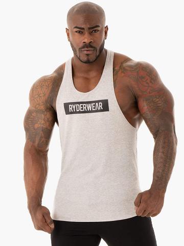 Ryderwear Men Gym Stringers Base Stringer T-Back Men's Gym Stringers Grey Marl | CA2653RW