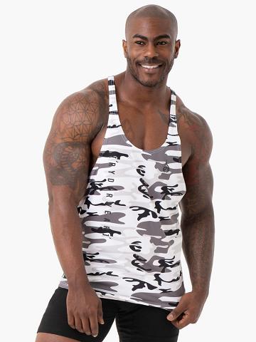 Ryderwear Men Gym Stringers Camo Tech Mesh Stringer T-Back Men's Gym Stringers Snow Camo | CA2644DN