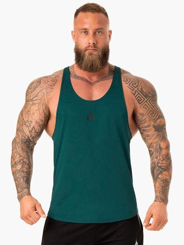 Ryderwear Men Gym Stringers Define Mesh T-Back Men's Gym Stringers Emerald | CA2639MA