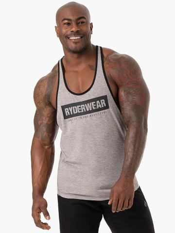 Ryderwear Men Gym Stringers Iron Stringer T-Back Men's Gym Stringers Grey Marl | CA2633YU