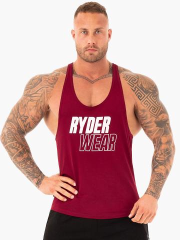 Ryderwear Men Gym Stringers Lift T-Back Stringer Men's Gym Stringers Burgundy | CA2631IS