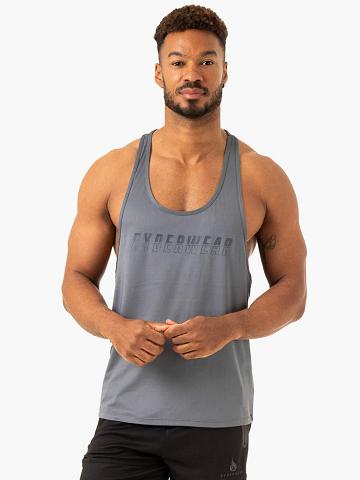 Ryderwear Men Gym Stringers Overdrive Stringer T-Back Men's Gym Stringers Steel Blue | CA2617XF