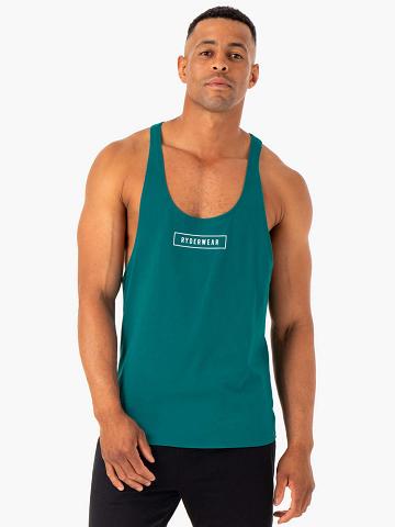 Ryderwear Men Gym Stringers Recharge Stringer T-Back Men's Gym Stringers Teal | CA2612MA