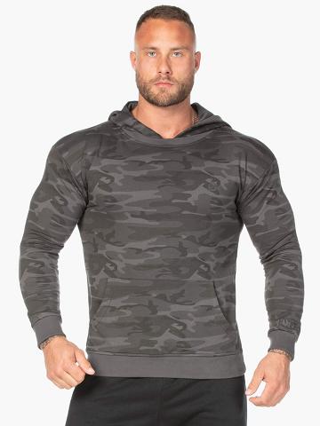 Ryderwear Men Hoodie Camo Pullover Men's Hoodie Black Camo | CA2698SO